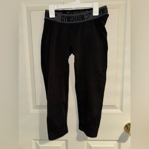 Gymshark Flex Cropped Leggings Tights Black Marl/Charcoal M